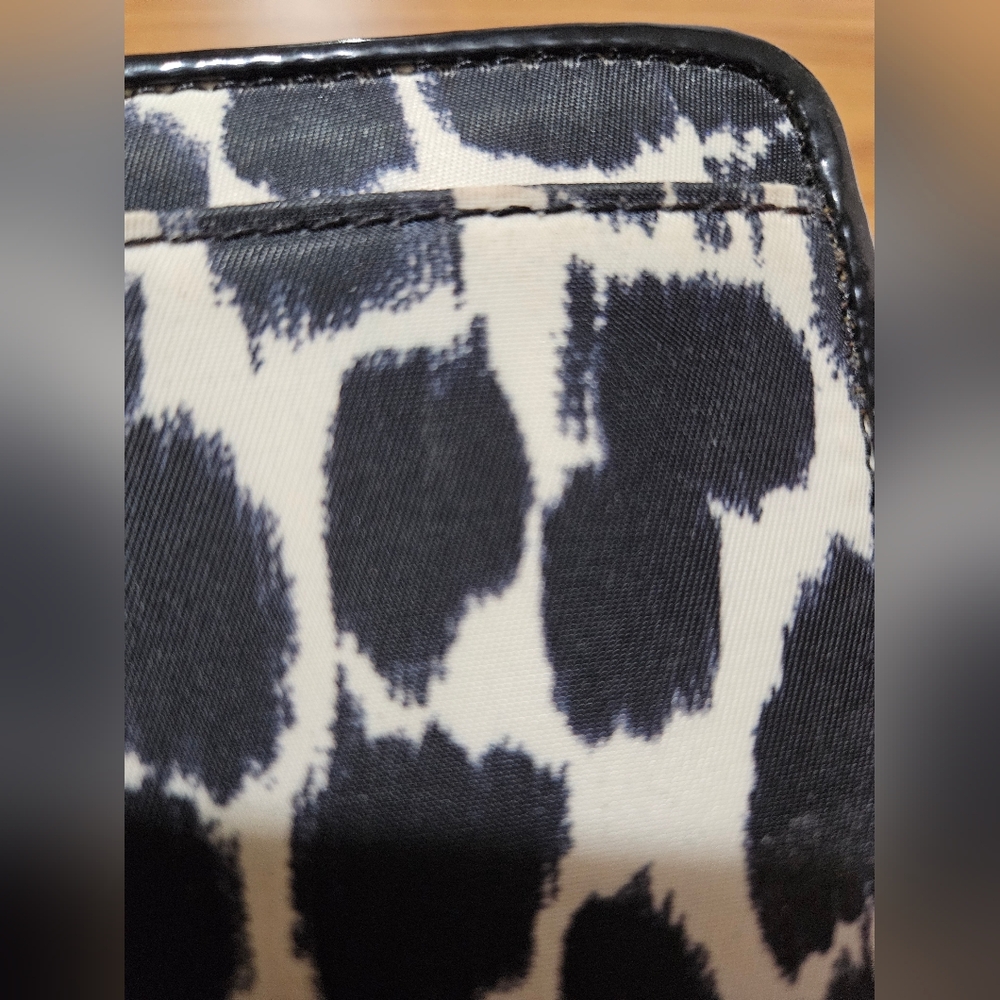 Kate Spade Black and White Animal Print Zip Around Wallet - Picture 4 of 12